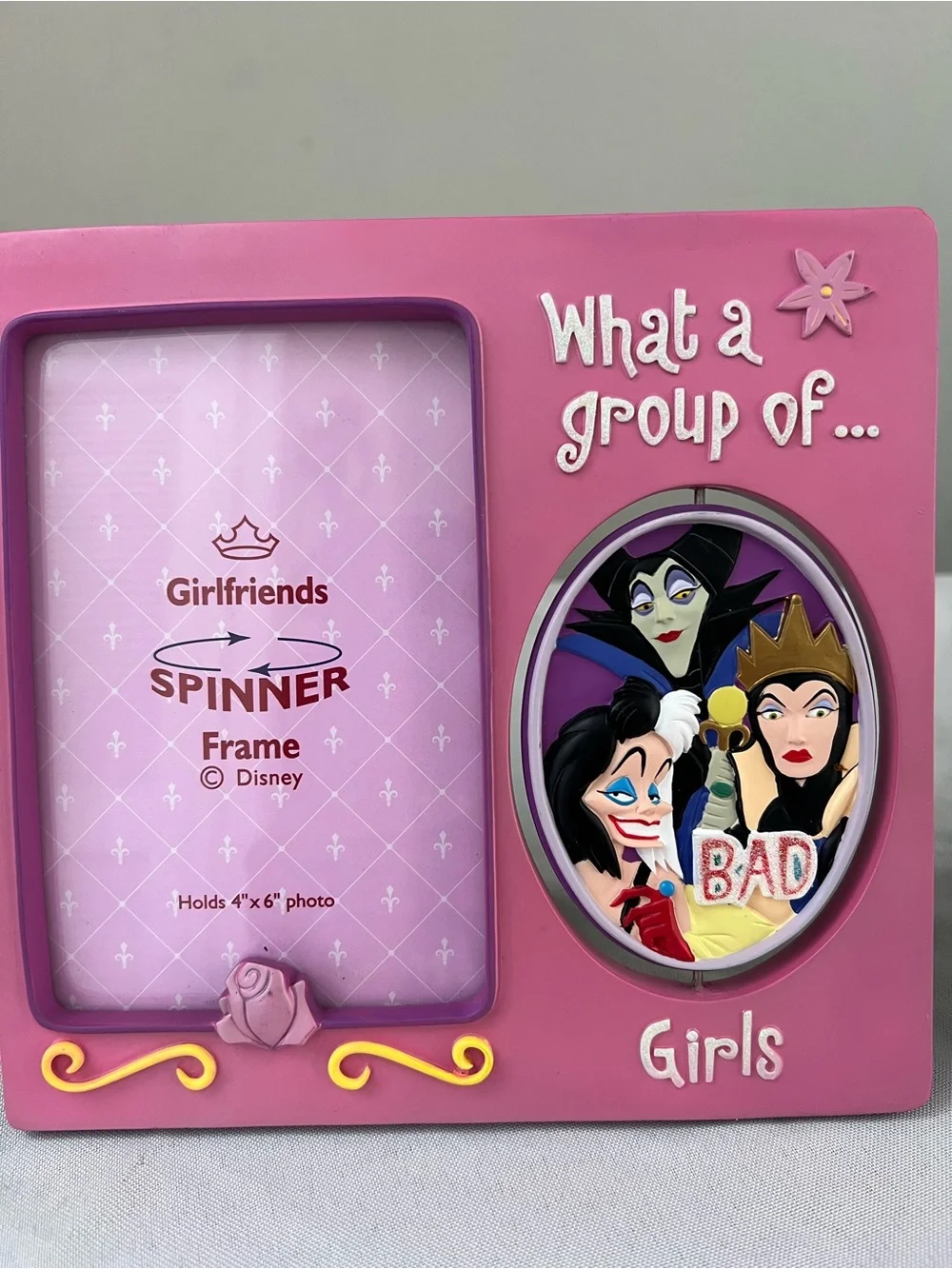 Disney Princess & Villains Spinner Photo Frame Set “Good Girls Bad Girls” Pink